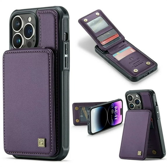 for iPhone 12 / 12 Pro Case with Card Holder, for iPhone 12 / 12 Pro Wallet Case with RFID Blocking, Magnetic Closure Back Card Holder Kickstand Premium PU Leather Durable Shockproof Case,Purple