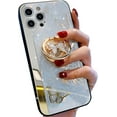 thumbnail image 1 of iPhone 12/12 Pro Case, Cute Conch Shell Mirror Floral 3D Butterfly with Kickstand Diamond Rhinestones Elegant Protective Cover for Girls Women for Apple iPhone 12/12 Pro 6.1'' 2020 (White), 1 of 13