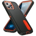 thumbnail image 1 of for iPhone 12 / 12 Pro Case with Kickstand, [10FT Military Drop Protection] Rugged Heavy Duty Hard PC+Soft Silicone Rubber Bumper Hybrid Triple-Layer Case for iPhone 12 / 12 Pro,
Black+Orange, 1 of 8
