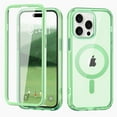 thumbnail image 1 of for iPhone 12/12 Pro Case Magnetic, [Compatible with Magsafe] Built-in Screen Protector Shockproof Dustproof Crystal Clear Anti-Scratch Folio Flip Phone Case for iPhone 12/12 Pro, Green, 1 of 8