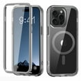 thumbnail image 1 of for iPhone 12/12 Pro Case Magnetic, [Compatible with Magsafe] Built-in Screen Protector Shockproof Dustproof Crystal Clear Anti-Scratch Folio Flip Phone Case for iPhone 12/12 Pro, Gray, 1 of 8