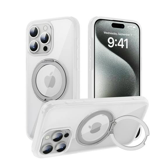 for iPhone 12/12 Pro Magnetic Case with Invisible Stand, [Military Grade Drop Protection] [MagSafe Compatible] Slim Translucent Ring Case for Men & Women for iPhone 12/12 Pro, White