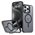 thumbnail image 1 of for iPhone 12/12 Pro Matte Ultra Slim Protective Case with Camera Cover Kickstand, Translucent MagSafe Compatible Translucent Wireless Charging Phone Case for iPhone 12/12 Pro, Black, 1 of 6