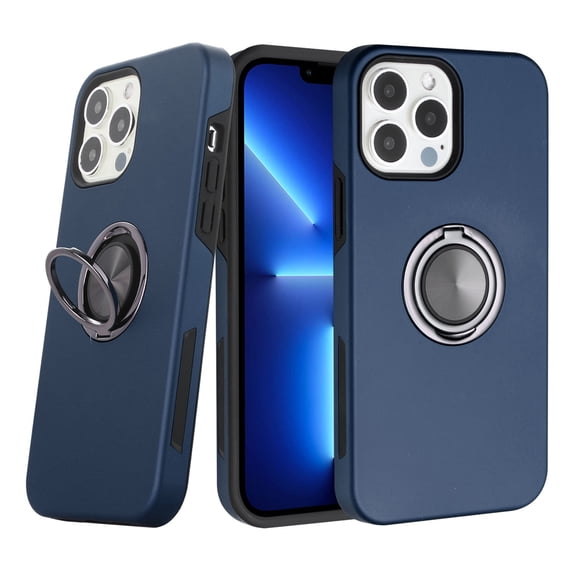 iPhone 12/12 Pro Phone Case, Durable Kickstand Magnet Ring Shock Resistant for iPhone 12/12 Pro Phone Case Blue