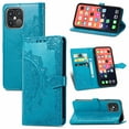 thumbnail image 1 of iPhone 12/12 Pro Wallet Case 6.1", Mandala Premium PU Leather Flip Stand Protective Cover with Card Slots Secure Magnetic, Blue, 1 of 6