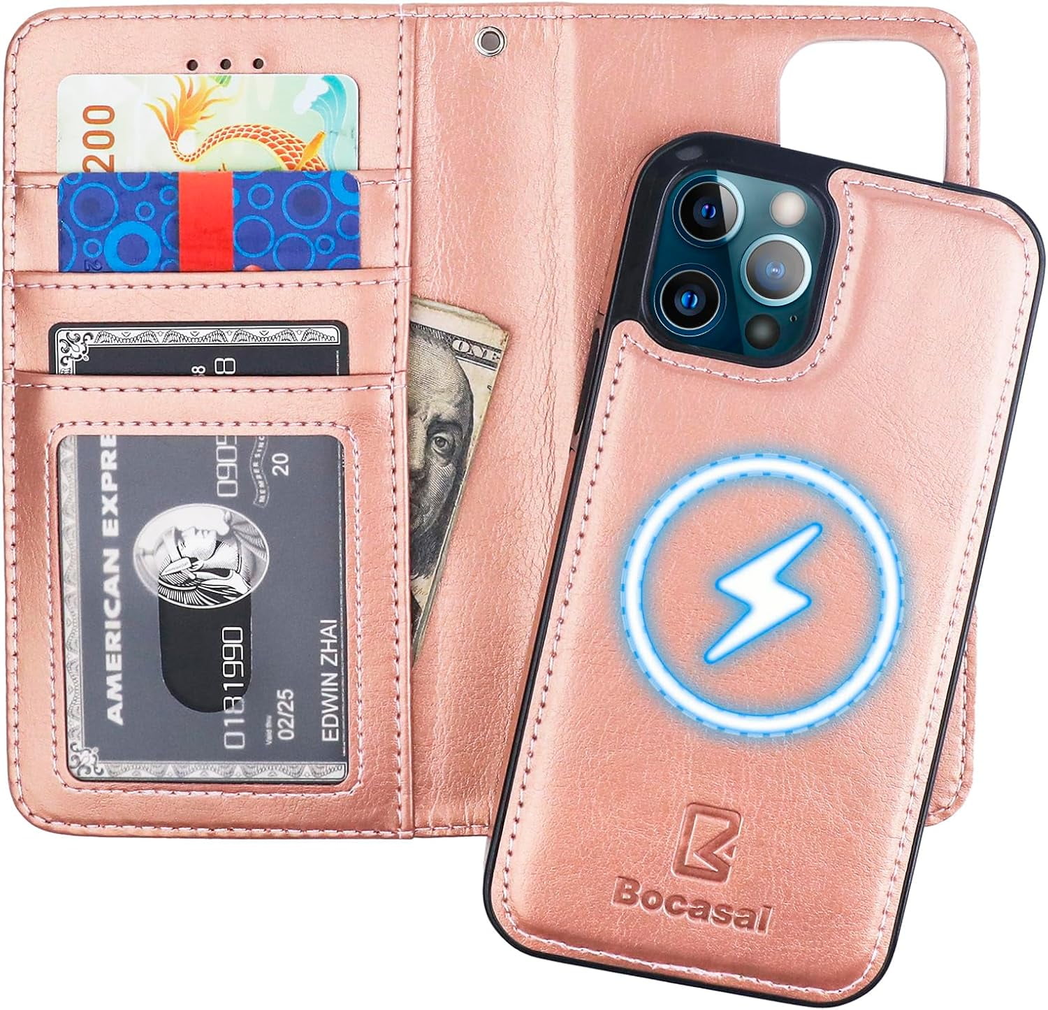 for iPhone 12/12 Pro Wallet Case Compatible with MagSafe Wireless