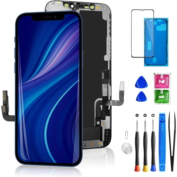 for iPhone 12/12 pro Screen Replacement Kit Black 6.1 Inch, 3D Touch Digitizer Display LCD Screen Replacement Glass with Repair Tools Set for A2172, A2402, A2403, A2404, Black