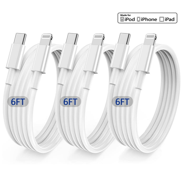 iPhone 12 13 14 Fast Charger Cable 6ft, [MFi Certified] USB C to Lightning  Cable 3 PACK, Type C Port Support iPhone Charging Cord for iPhone 14/13/12/11/Pro/Max/XS/XR//8/7/6/5S/5/SE/iPad  Case 