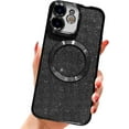 thumbnail image 1 of iPhone 12 6.1" Magnetic Glitter Case, [Compatible with Magsafe] Cute Luxury Plating Bling Clear Phone Case, Full Camera Lens Protector Anti-Scratch Shockproof Protective Case Women-Black, 1 of 13
