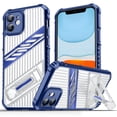 thumbnail image 1 of for iPhone 12 Anti-Slip Phone Case with Hidden Kickstand,Hyrbid Silicone TPU Shockproof Rugged Protective Anti-Scratch Hard PC Back Cool Case Men for iPhone 12,Navyblue, 1 of 8