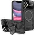 thumbnail image 1 of for iPhone 12 Case with 360° Rotatable Invisible Ring Stand, Large Window Design Compatible with Magsafe, -Grade Protection Shockproof Phone Cover for Women Men, Black, 1 of 15