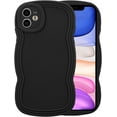 thumbnail image 1 of for iPhone 12 Case 6.1 Inch Curly Wave Frame Phone Case Cute Design Color Aesthetic Phone Case Soft TPU Shockproof Protective Bumper Case Cover for Girls, Black, 1 of 14