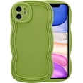 thumbnail image 1 of for iPhone 12 Case 6.1 Inch Curly Wave Frame Phone Case Cute Design Color Aesthetic Phone Case Soft TPU Shockproof Protective Bumper Case Cover for Girls, Green, 1 of 14