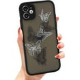 thumbnail image 1 of for iPhone 12 Case, Aesthetic Black White Butterfly Translucent Matte TPU Bumper Cover Cute Animal Print Pattern Design Women Girls Teen, Hard PC Back Clear Protective Phone Skin, 1 of 15
