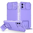 thumbnail image 1 of for iPhone 12 Case with Camera Lens Slide Protection, Armour Silicone TPU Bumper Tough PC Cover with Kickstand, Military Shockproof Absorption Protective Case for iPhone 12,
Purple, 1 of 10