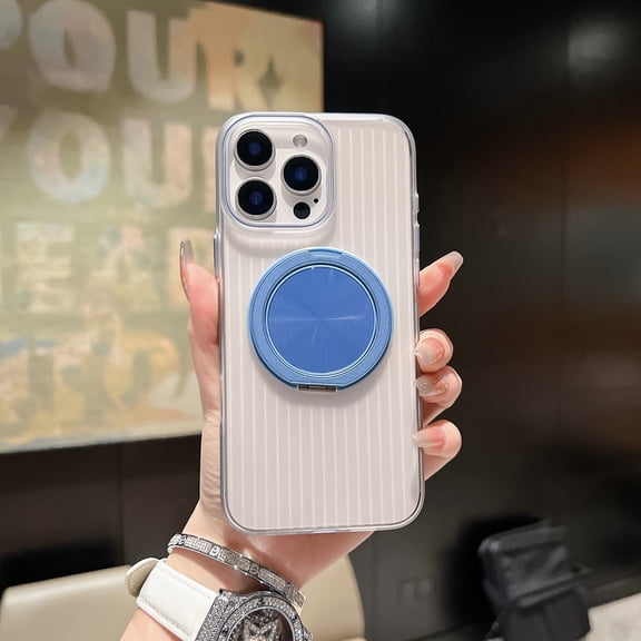 for iPhone 12 Case Clear with Kickstand Magnetic Ring Stand [Compatible with MagSafe] [Drop Protection] Transparent Slim Fit Anti-Yellowing Phone Grip Cover for Men Women, Blue