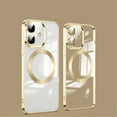 thumbnail image 1 of for iPhone 12 Case [Compatible with Magsafe] Clear Magnetic Phone Case iPhone 12 Transparent Thin Shockproof Soft TPU Electroplated Bumper Anti-Slip Protective Phone Cover,Gold, 1 of 9