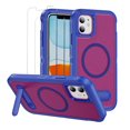 thumbnail image 1 of for iPhone 12 Case,Dual Layer With Kickstand Compatible For MagSafe,2 PCS Screen Protector,Military Shockproof Matte PC with Soft Edges Phone Cover For iPhone 12 6.1"(Rose Blue), 1 of 7