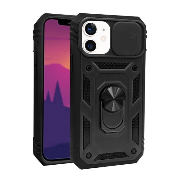iPhone 12 Case - Heavy-Duty, Ring Holder, Camera Cover