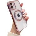 thumbnail image 1 of for iPhone 12 Case Magnetic Clear with Camera Lens Protector Full Protection MagSafe Electroplated Silicone Dust-Proof Net Shockproof Protective Case Cover 6.1 Inch - Pink, 1 of 12