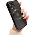thumbnail image 1 of for iPhone 12 Case Magnetic Clear with Camera Lens Protector Full Protection MagSafe Electroplated Silicone Dust-Proof Net Shockproof Protective Case Cover 6.1 Inch - Black, 1 of 12