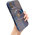 thumbnail image 1 of for iPhone 12 Case Magnetic Clear with Camera Lens Protector Full Protection MagSafe Electroplated Silicone Dust-Proof Net Shockproof Protective Case Cover 6.1 Inch - Blue, 1 of 11