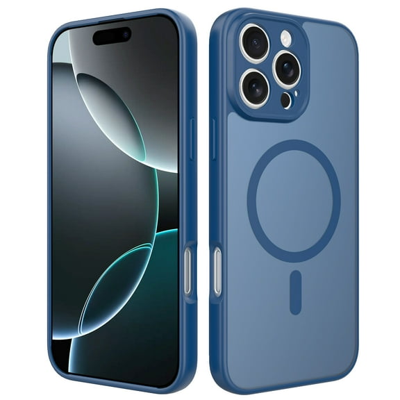 for iPhone 12 Case Magnetic, Slim Shockproof Skin-Feel Phone Cover Compatible with Mag-Safe, Military Grade Protection Raised Camera Lens Protective Cover for iPhone 12, Blue