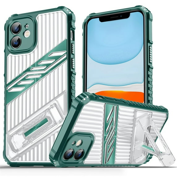 For iPhone 12 Case for Men,Heavy Duty Corner Enhanced Protection with Kickstand Shockproof Anti-Scratch Slim Fit Lightweight Sturdy Hard Cover for iPhone 12,Darkgreen