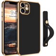 thumbnail image 1 of iPhone 12 Case, Phone Case for iPhone 12, Cute Wristband Holder Lightweight Electroplated Hard PC TPU Bumper Scratch Resistent Shockproof Protective Phone Case for iPhone 12 6.1'', Black., 1 of 13
