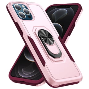 iPhone 12 Case, iPhone 12 Pro Case, 360 Rotate Ring Stand Rugged Lightweight Slim Impact-Resistant Full Body Shockproof Protective Bumper Case For iPhone 12 Pro / 12 6.1",Pink + Rose