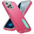 thumbnail image 1 of for iPhone 12 Case / iPhone 12 Pro Case Kickstand Durable 3-Layer Military Grade Protective Cover Hybrid Silicone Heavy Duty Rugged Shockproof Screen Lip Raised Protection Case, Rose+Mint, 1 of 8