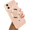 thumbnail image 1 of for iPhone 12 Case [Support for Magsafe] Butterfly Pattern Magnetic Plating Screen Protector Luxury Elegant Case Camera Protector Soft Shockproof Protective Corner Back Cover -Pink, 1 of 6