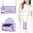 thumbnail image 1 of for iPhone 12 Case Wallet with Strap for Women - Crossbody Lanyard, Zipper Pocket, Credit Card Holder, Ring Stand - RFID Blocking Phone Wallet Case for iPhone 12 (6.1 inch,Purple), 1 of 18