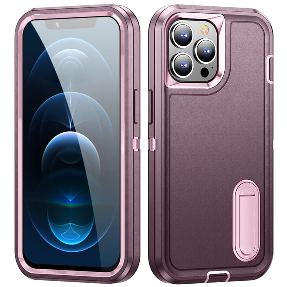 for iPhone 12 Case, iPhone 12 Phone Case with Built in Kickstand, Shockproof/Dustproof/Drop Proof Heavy Duty Military-Grade Rugged Protective Cover for iPhone 12,Purple,For iPhone 12