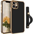 thumbnail image 1 of iPhone 12 Case, iPhone 12 Phone Case, Slim Fit Soft TPU with Adjustable Wristband Kickstand Scratch Resistant Shockproof Protective Cover for Apple iPhone 12 6.1 Inch 2020, Black Golden, 1 of 18