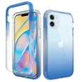 thumbnail image 1 of For iPhone 12 Case, iPhone 12 Pro Case - 6.1 inch Full Body Clear Protection Case Shock Proof edges Slim Hybrid Back Silicone Rubber TPU Bumper Gradient Cover For Apple iPhone 12/12 Pro - Blue, 1 of 1