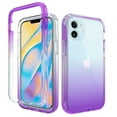 thumbnail image 1 of For iPhone 12 Case, iPhone 12 Pro Case - 6.1 inch Full Body Clear Protection Case Shock Proof edges Slim Hybrid Back Silicone Rubber TPU Bumper Gradient Cover For Apple iPhone 12/12 Pro - Purple, 1 of 1
