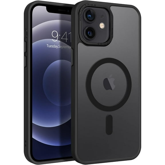 for iPhone 12 Case, iPhone 12 Pro Case, [Compatible with Magsafe] Slim Fit  Shockproof Translucent Matte Protective Women Men Girls Boys Case Cover for iPhone 12/12 Pro 6.1 Inch, Black