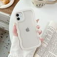 thumbnail image 1 of for iPhone 12 Case iPhone 12 Pro Case, Curly Wave Frame Cute Phone Case Clear Wavy Aesthetic Phone Case for Women Girls Slim Soft TPU Shockproof Protective Bumper Case, White, 1 of 4
