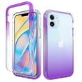 thumbnail image 1 of For iPhone 12 Case, iPhone 12 Pro Case Full Body Clear Bumper Protection Case [with Screen Protector] Hybrid Back Silicone Rubber TPU Bumper Gradient Phone Case For Apple iPhone 12/12 Pro - Purple, 1 of 7
