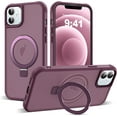 thumbnail image 1 of for iPhone 12 Case & iPhone 12 Pro Case with Invisible Magnetic Ring Stand Translucent iPhone 12 & 12 Pro Phone Case 6.1" [Compatible with MagSafe][Great Grip Feeling], Wine Red, 1 of 16