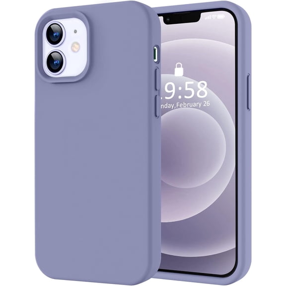 for iPhone 12 Case/iPhone 12 Pro Case, Premium Silicone with [Soft Anti-Scratch Microfiber Lining] Shockproof Protective Phone Case for Men Women Girls 6.1", Lavender Grey