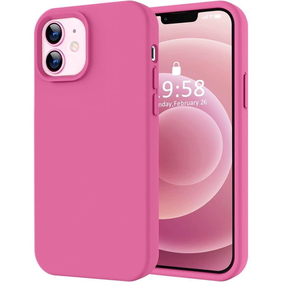 for iPhone 12 Case/iPhone 12 Pro Case, Premium Silicone with [Soft Anti-Scratch Microfiber Lining] Shockproof Protective Phone Case for Men Women Girls 6.1", Pitaya