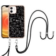 thumbnail image 1 of for iPhone 12 Crossbody Strap Phone Case, Anti-Fall Pattern Clear Design Transparent Soft & Flexible TPU Drop and Shockproof Protective Cover with Adjustable Nylon Neck Strap, Equation, 1 of 7