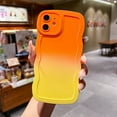 thumbnail image 1 of for iPhone 12 Gradient Wavy Case, Cute Wave Frame Design Dual Colors Soft Silicone Rubber Shockproof Flexible TPU Phone Cover for iPhone 12 6.1 inch Girls Women, Orange/Yellow, 1 of 11