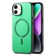 thumbnail image 1 of for iPhone 12 Magnetic Case, Luxury PU Leather Skin-Feel Back Protective Phone Cover Compatible with Mag-Safe Support Car Mount Holder for iPhone 12, Green, 1 of 9