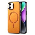 thumbnail image 1 of for iPhone 12 Magnetic Case, Luxury PU Leather Skin-Feel Back Protective Phone Cover Compatible with Mag-Safe Support Car Mount Holder for iPhone 12, Yellow, 1 of 9
