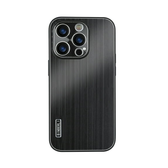 for iPhone 12 Metal Back Case, Luxury Anti-fingerprint Drop Protective Anti-Scratch Shockproof Thin Fit TPU Frame Phone Case Cover for iPhone 12, Black