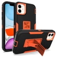 thumbnail image 1 of iPhone 12 Mini 2020 Case with Built-in Kickstand, Allytech Hard PC + Soft TPU Dual Layer Shockproof Anti-Slip Supports Magnetic Car Mount Anti-Scratch Cover for iPhone 12 Mini 5.4", Black+Orange, 1 of 5
