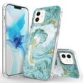 thumbnail image 1 of iPhone 12 Mini Case (5.4 Inch Display), Rosebono Bling Glitter Sparkle Laser Green Marble Graphic Fashion Cute Colorful Skin Cover Shockproof Case for iPhone 12 Mini, 1 of 5